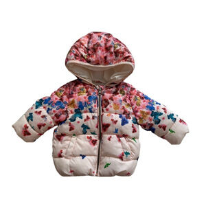 Zara BabyGirl Baby Girl's Floral Puffer Jacket Size 6-9 Months Pink